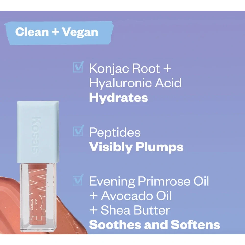 Kosas Wet Lip Oil Gloss Plumping Peptide Lip Treatment Gloss Jellyfish Size NIB